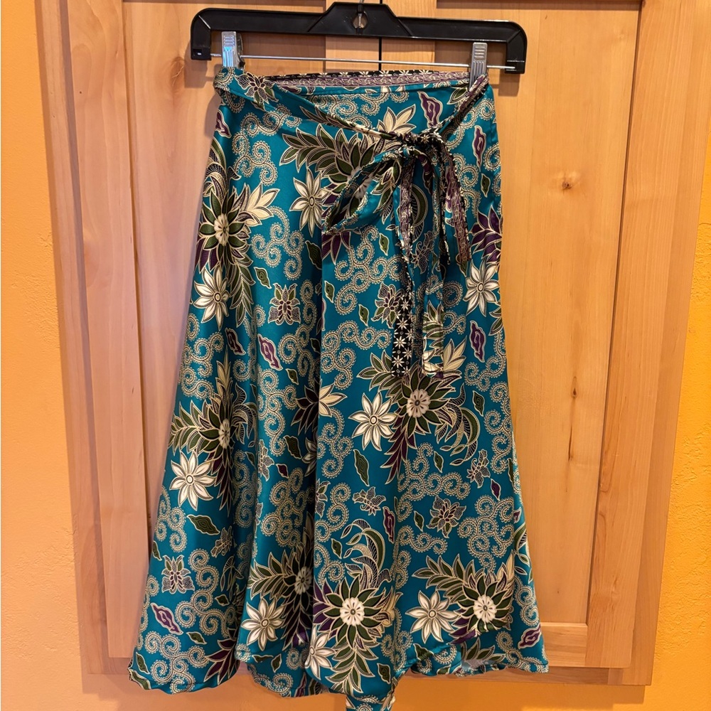 Silk Island Halter Top and Wrap Skirt Set